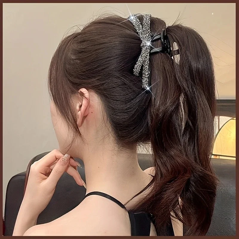 4 Stück elegante Haarklammern mit Schmetterlingsschleife für Damen, modische Strass-Haifischklammern, stilvolle Hochsteckfrisur, geeignet für den täglichen Gebrauch, Haar-Accessoires – Detail 2