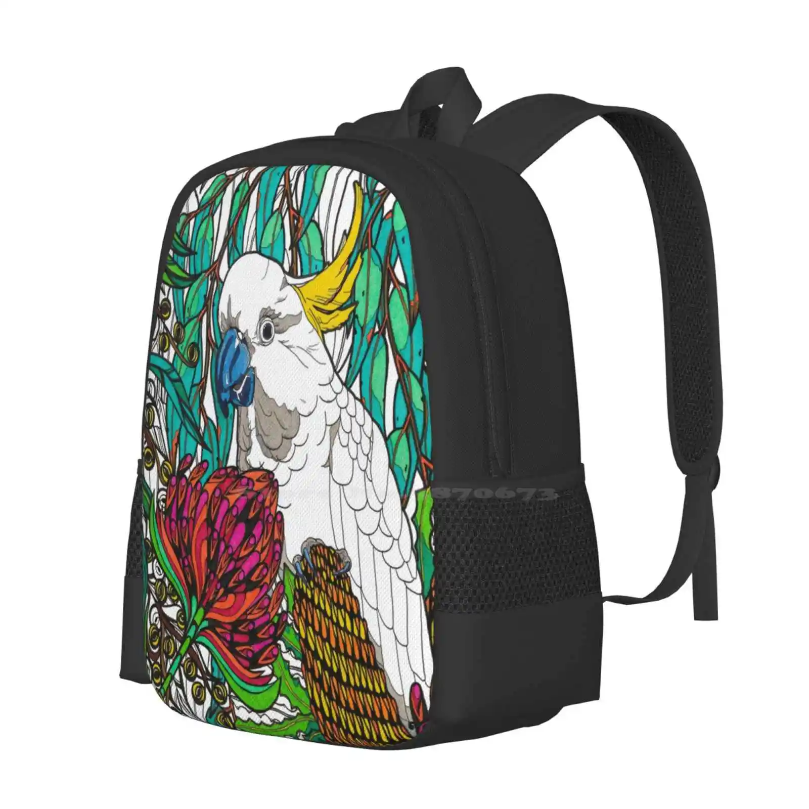 Proud School Bag Big Capacity Backpack Laptop Nature Animal Belladonna Raudvee Australia Bird Cockatoo Green Flower Native