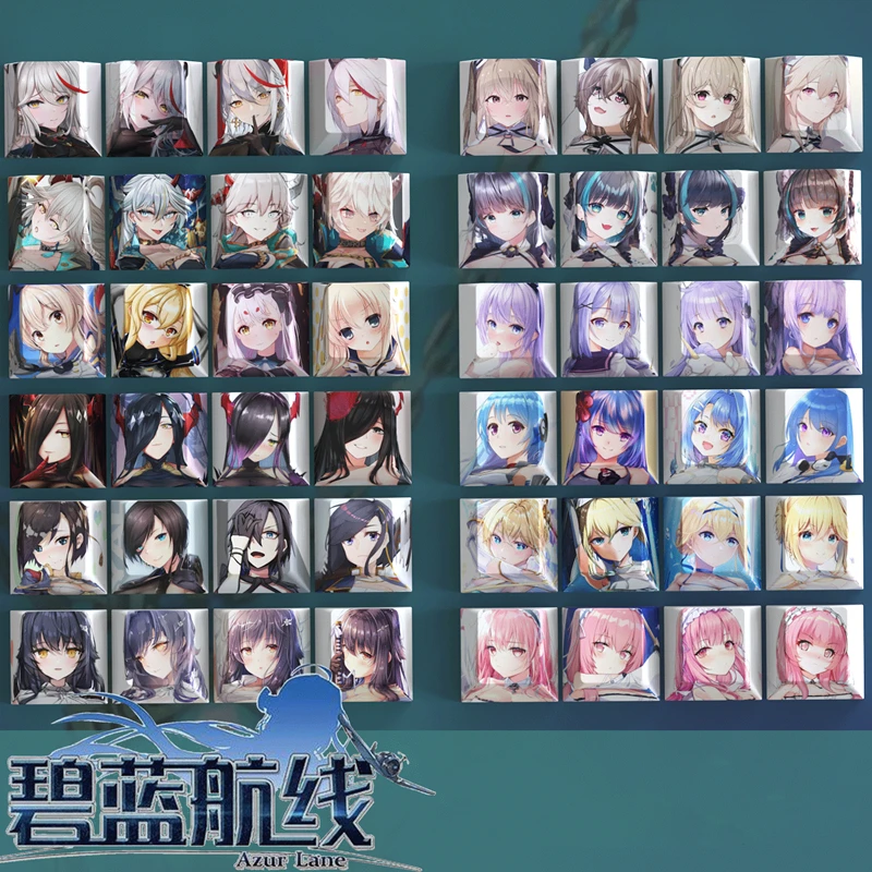 4 مفاتيح/مجموعة Azur Lane Agir Unicorn Enterprise Helena Azuma Keycaps PBT 5 جوانب صبغ Subbed قبعات المفاتيح الكرز الشخصي R4 الارتفاع #1