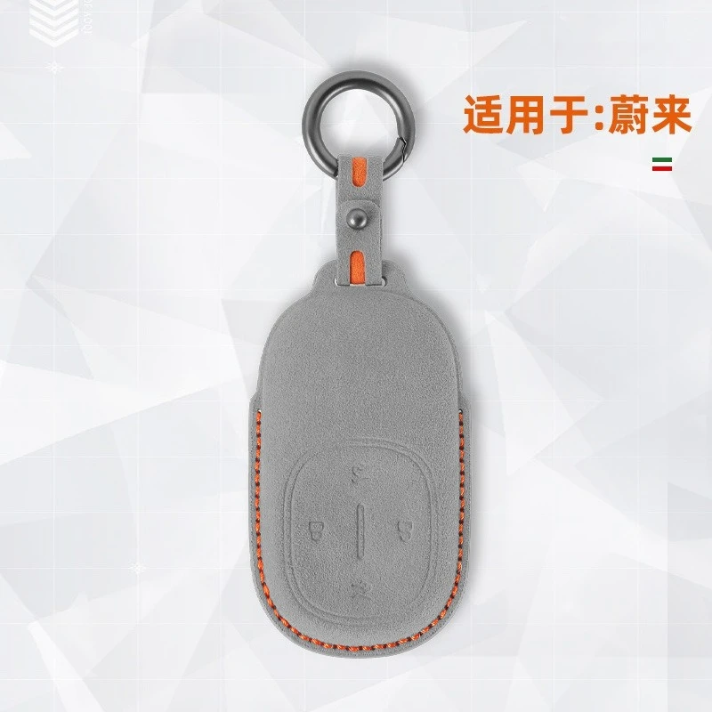 For NIO ES8 ET9 Premium Suede 3D Car Key Fob Cover Case Anti-Scratch Full Protection Key Holder with Keychain