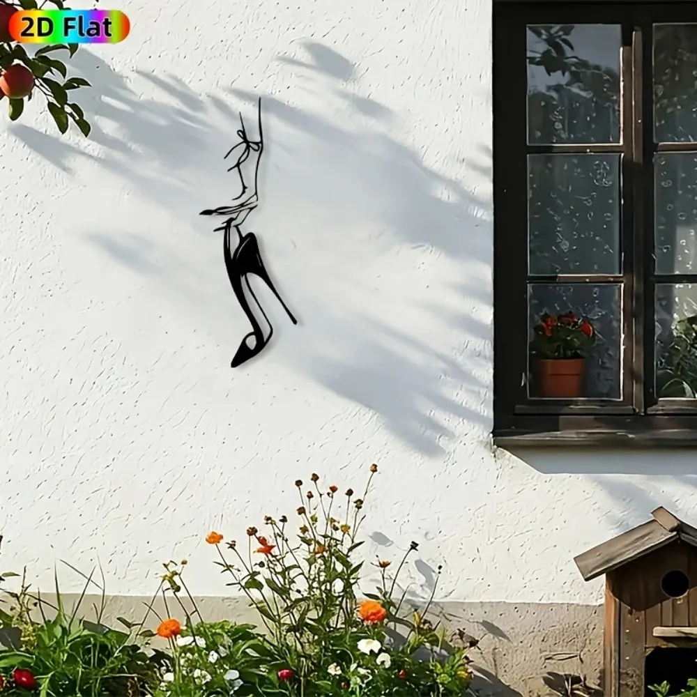 CIFBUY Metal Wall Art High Heel Iron Sculpture Rustproof Waterproof Elegant Decor For Bedroom Balcony Ornament