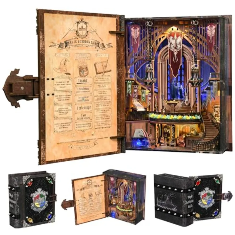 

Набор для создания волшебного книжного уголка - DIY миниатюрный домик-кукольный домик для взрослых, декор для книжной полки, 3D деревянный пазл, подарки