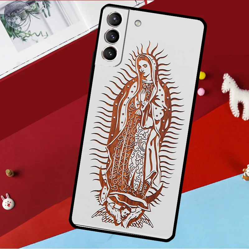 Guadalupe San Judas Wood Case For Samsung Galaxy S22 S23 Ultra S21 FE S8 S9 S10 Plus Note 10 20 Ultra S20 FE Coque