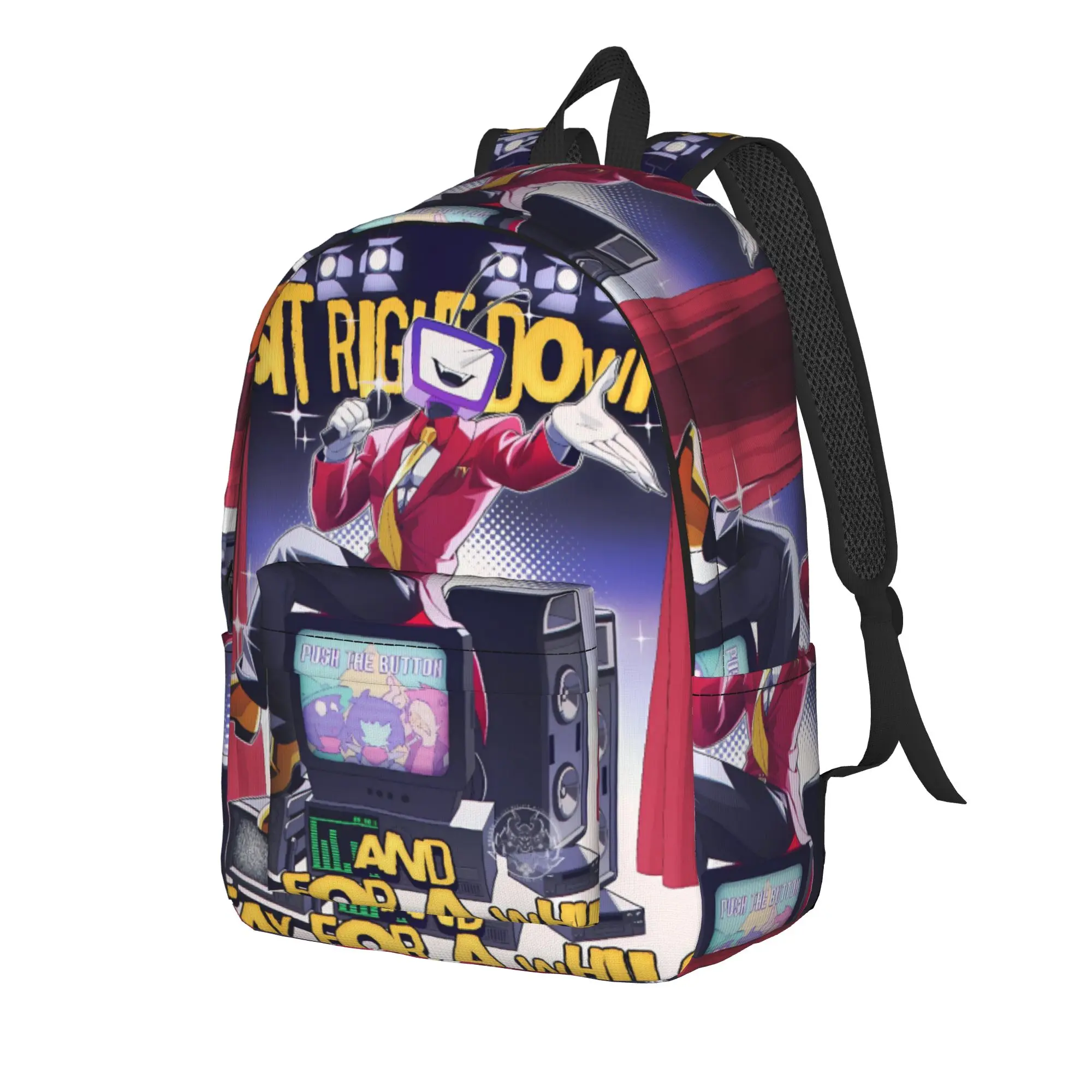 Deltarune 3 Tenna It Is TV Time (2) Backpack  Outdoor Style Backpacks Women Men Kawaii High School Bags Colorful Print Rucksack
