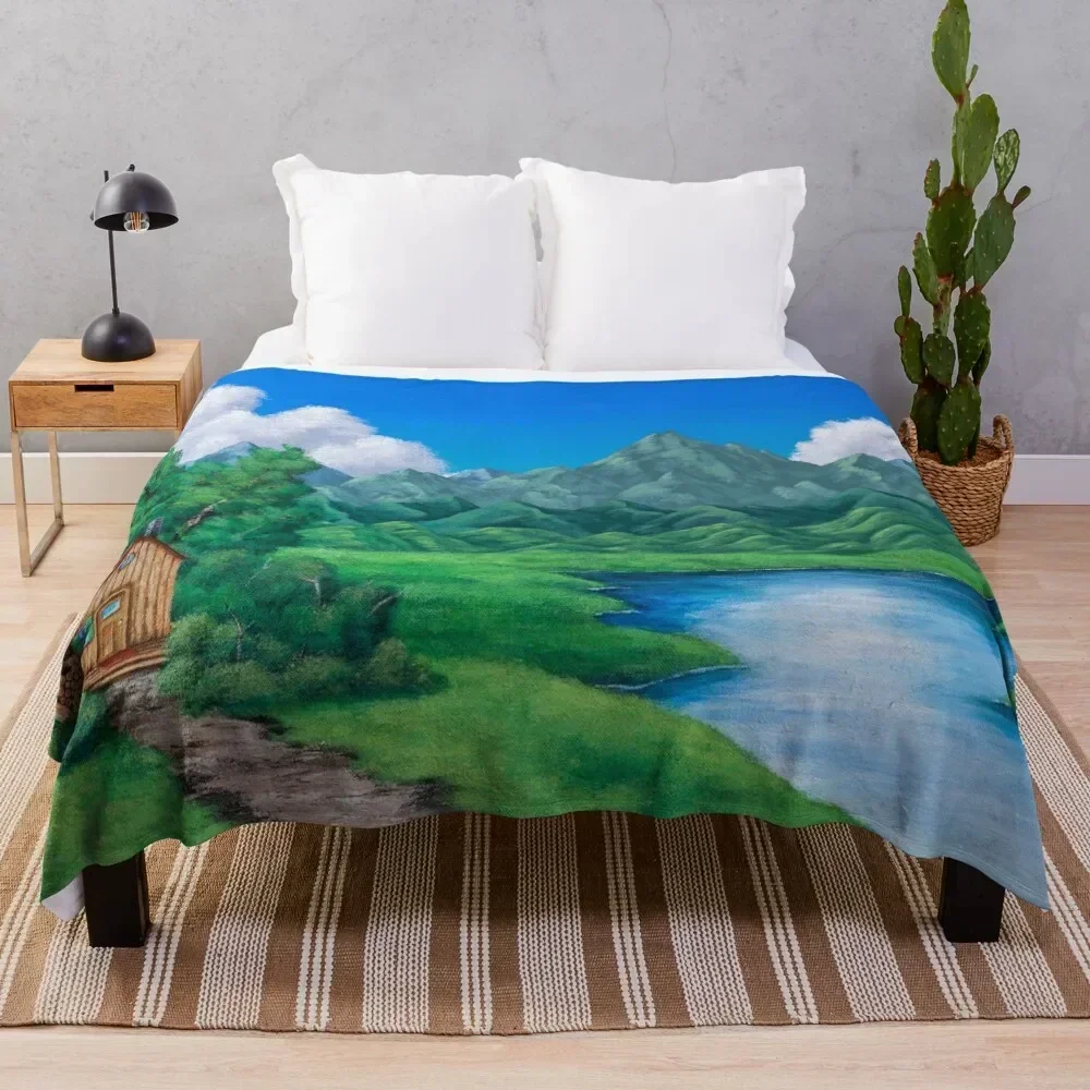 

Cabin by the Lake Throw Blanket Wrinkle Resistant Lightweight Blanket