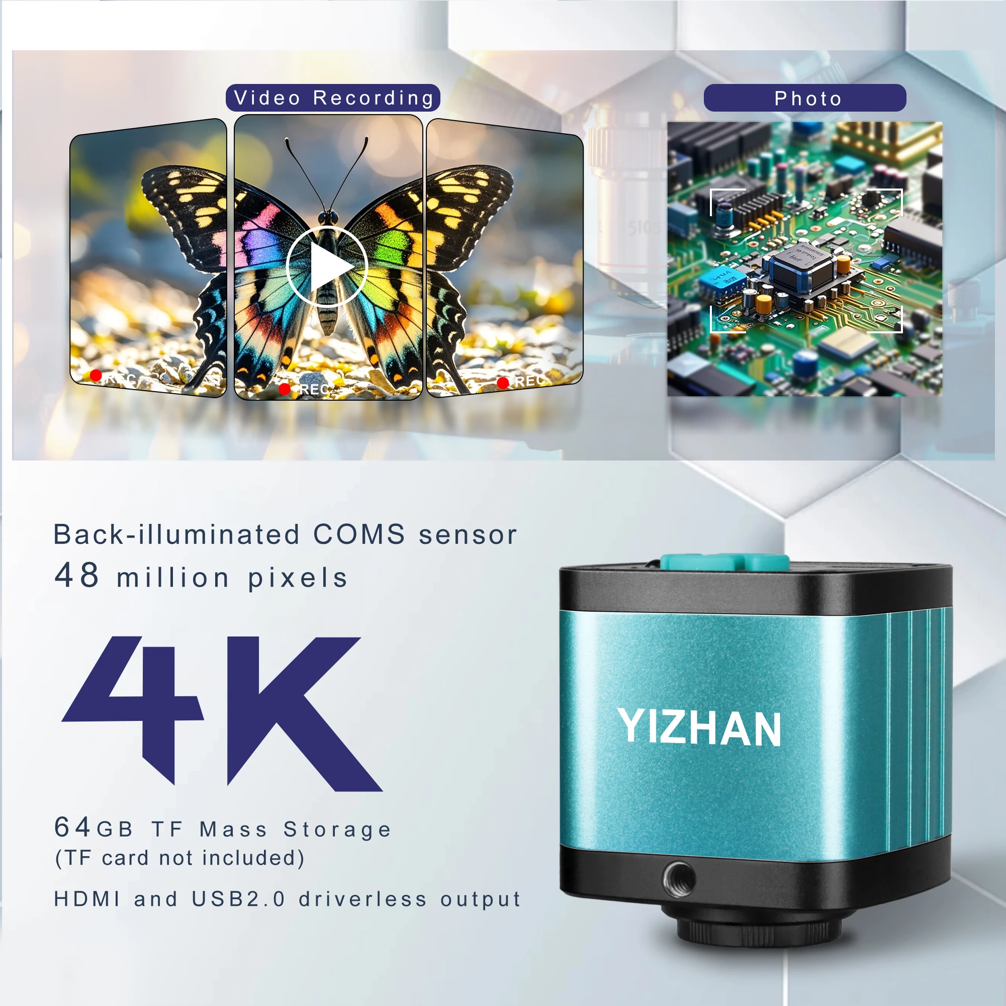 48MP 4K 1080P HDMI USB كاميرا فيديو صناعية مجهر رقمي 150X التكبير C جبل عدسة ناتئ حامل لإصلاح لحام