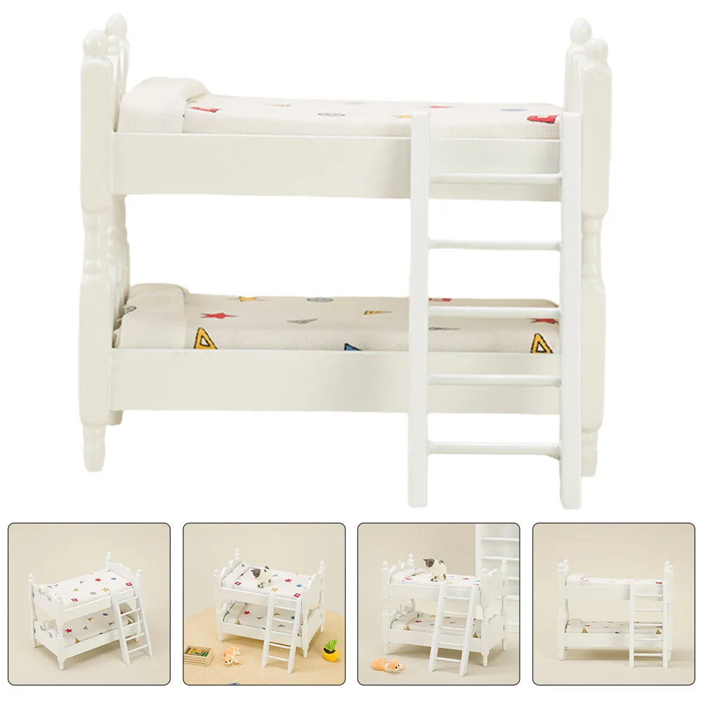 Set Cartoon Baby Kind Stapelbed Houten Mini Meubels Model Huis Decor