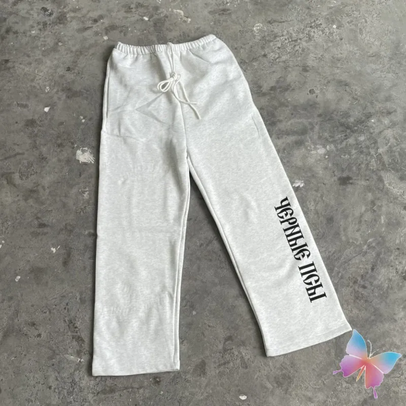 

24ss Oversized Size Hiphop Streetwear Vultures Sweatpants Russian Slogans Grey Trousers Casual Men Women Kanye Guard Pants