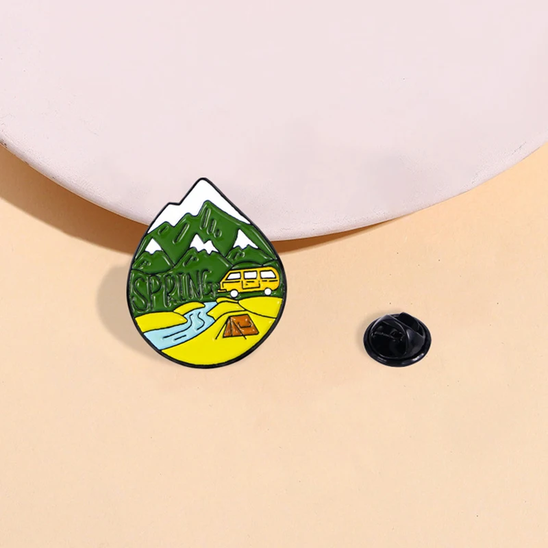 Creative Travel Brooch Falls Moon Mountain Outdoor Adventure Camping Cup Mountain Tent Coconut Park Heart Badge Punk Pin Jewelry image 4