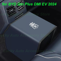 Car Rear Row Seat Storage Box for BYD Qin Plus DMI EV 2024 Rear Aisle Leather Fold Storage Box Stowing Interior Accessories