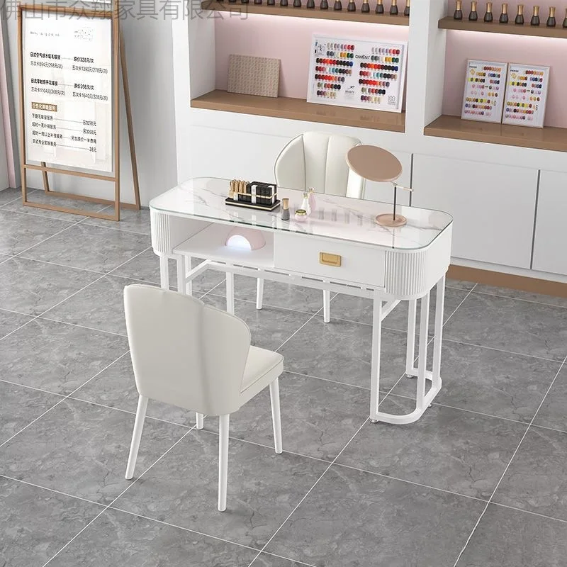 

Minimalist Tempered Nail Table Glass Light Luxury Fashionable Elegant Manicure Table Artist Salon Furniture Nageltisch XYMJZ