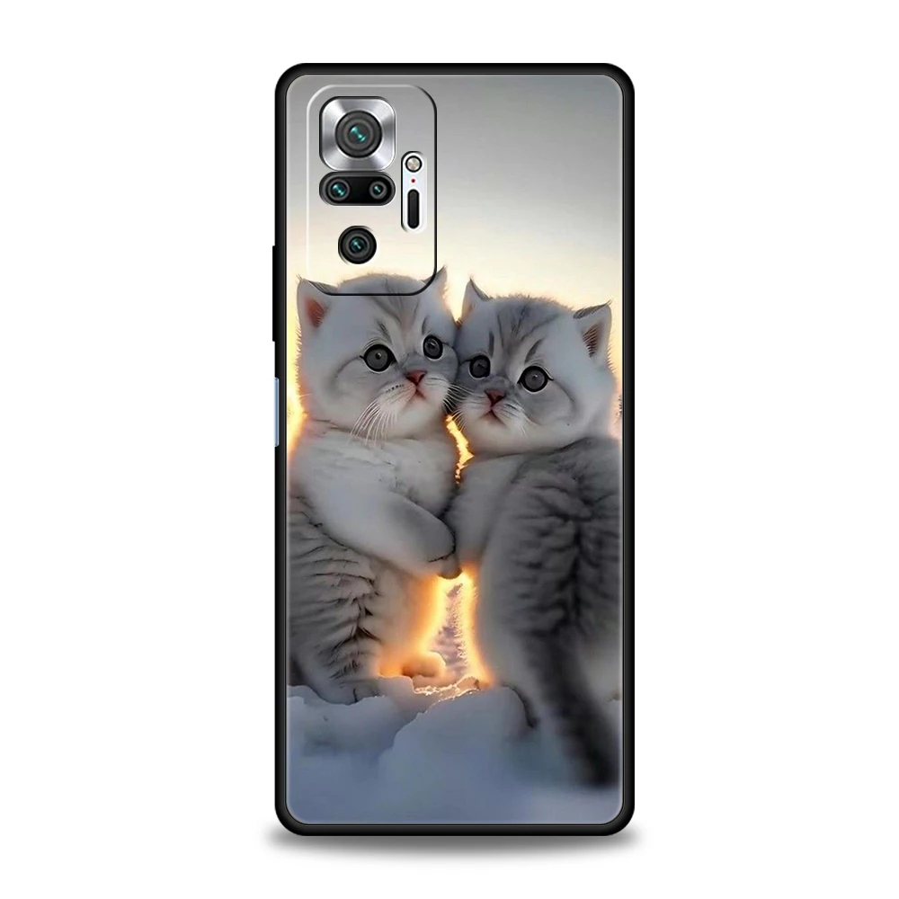 Kiss Cat Cute Kitten Phone Case Cover for Redmi Note 12 10 11 Pro Plus 7 8 8T 9S 9 K40 K50 Gaming 9A 9C Pro Plus Soft Shell Bags