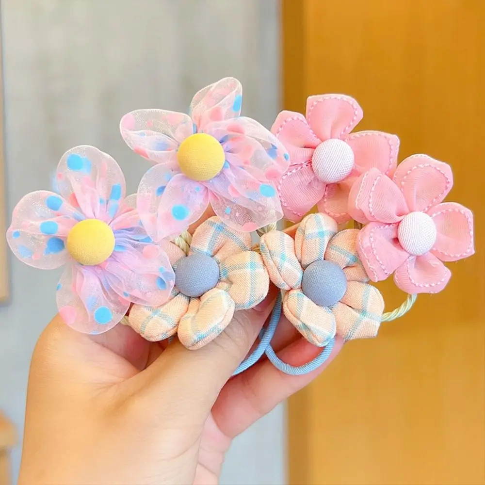 10Pcs/Set Colorful Baby Girl Hair Bands Sweet Mesh Flower Kids Hair Accessories Ponytail Holder Elastic Hair Ties