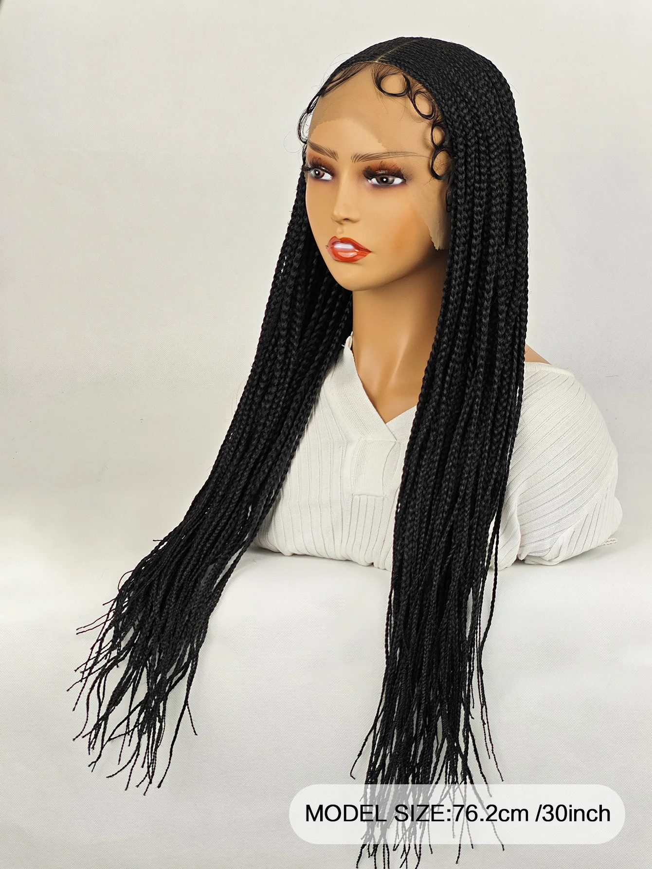 30inch Braided Wigs for Black Women Full Lace Front Box Braided Wig KnotlessBraided Wigs Lightweight Braids Synthetic Lace