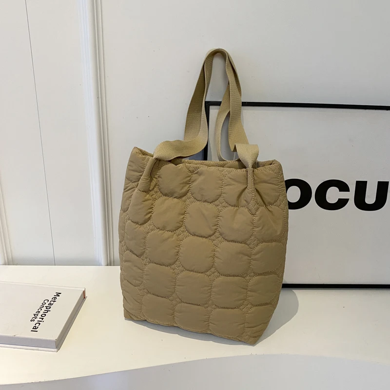 

Autumn Winter New Cotton Clothes Tote Bag Fashion Simple Women's One Shoulder Bags Korean Ins Large Capacity Handbags