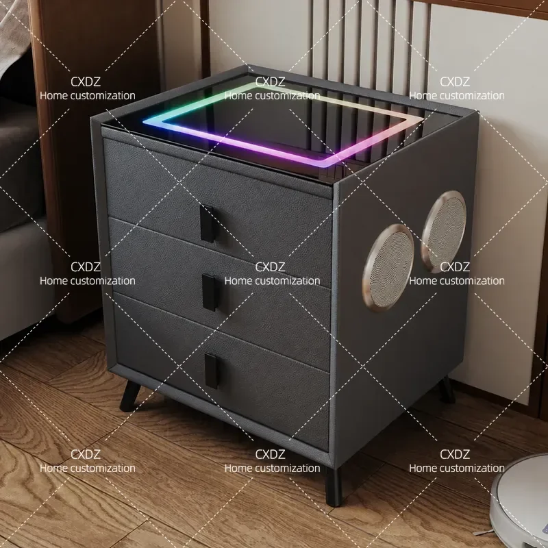 Smart Bedside Table Wholesale Modern Simple Bedroom Multi Functional Nightstand Light Luxury High End Storage Locker
