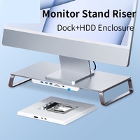 Good! Monitor Stand Riser USB-C Hub with Dual Hard Drive Enclosure for Mac Mini M1 iMac 2021 Macbook Pro PC Laptop Desk Holder