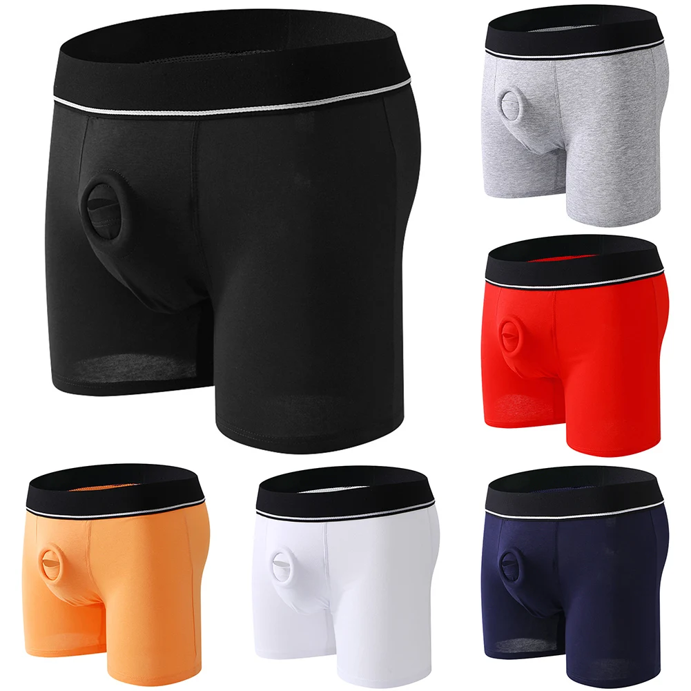 Mens Sexy Cotton Middle-Rise Underwear Hole Briefs Underpants Panties Shorts Solid Casual Home Pouch Bulge Male Panties