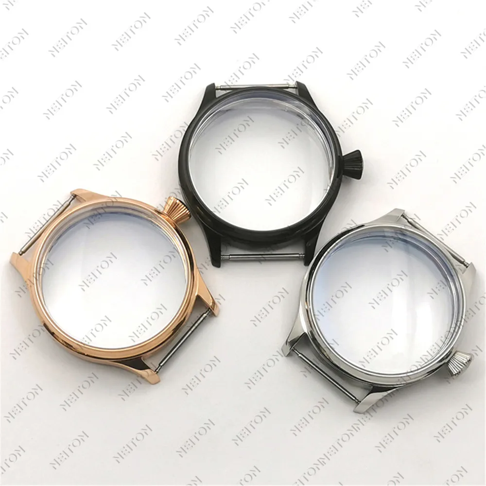 44mm Watch Case Solid Stainless Steel For ETA 6498 6497 Sea Gull ST3600 Movement Accessories Parts