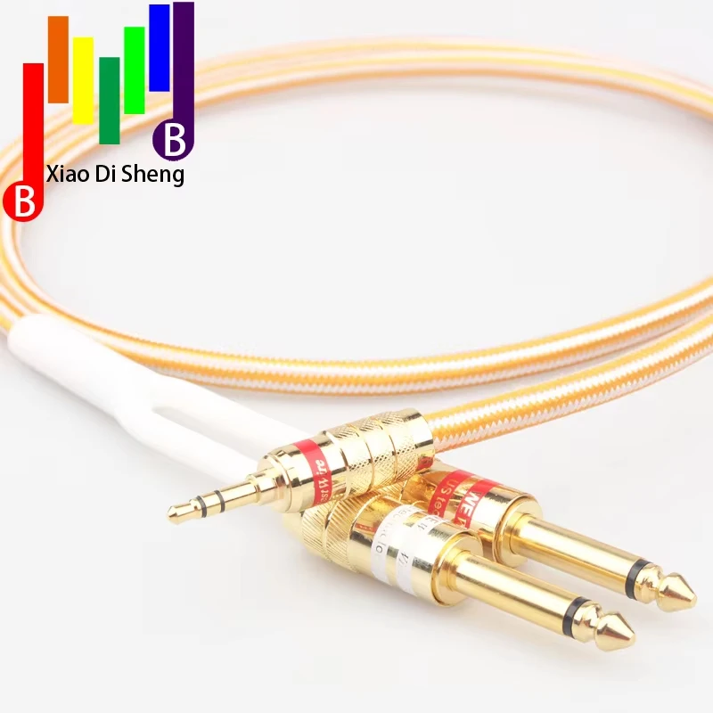 AUDIO Hifi Audio Kabel Mini Jack 3.5mm naar Dual 6.35mm voor PC Hoofdtelefoon Mixing Console 1/8 