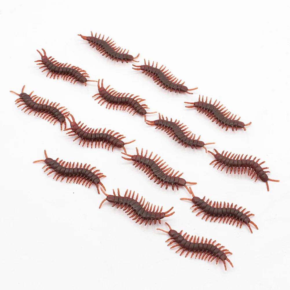 100 Pcs/1 Toys Halloween Tricky Props April Fools Day Artificial Centipede Fake Brown