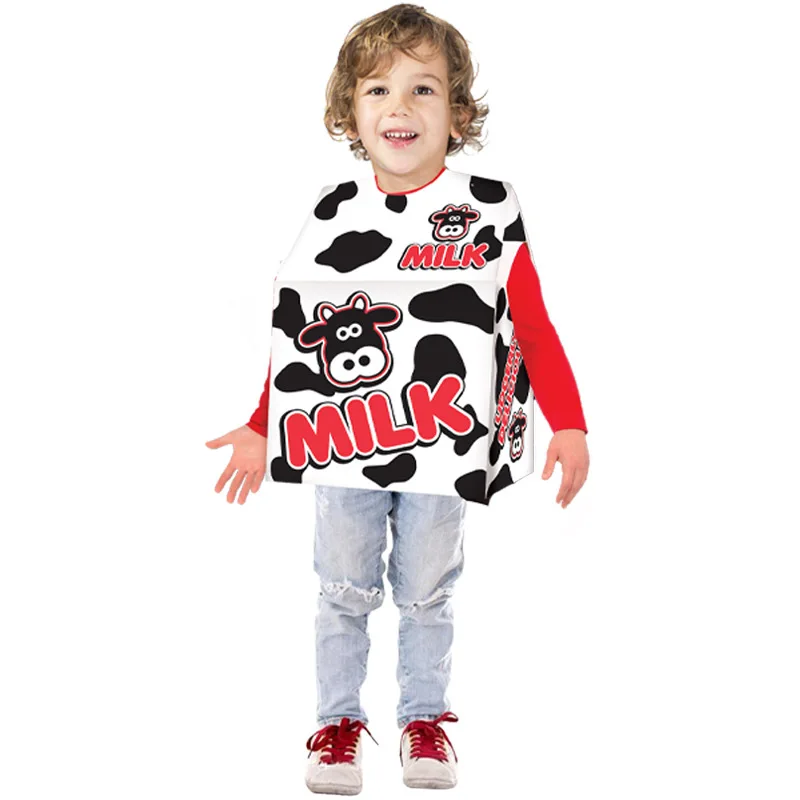 Funny Cosplay Milk Carton Food Roleplay Costumes for Adult and Kids Game Stage Outfits Dance Parties Props