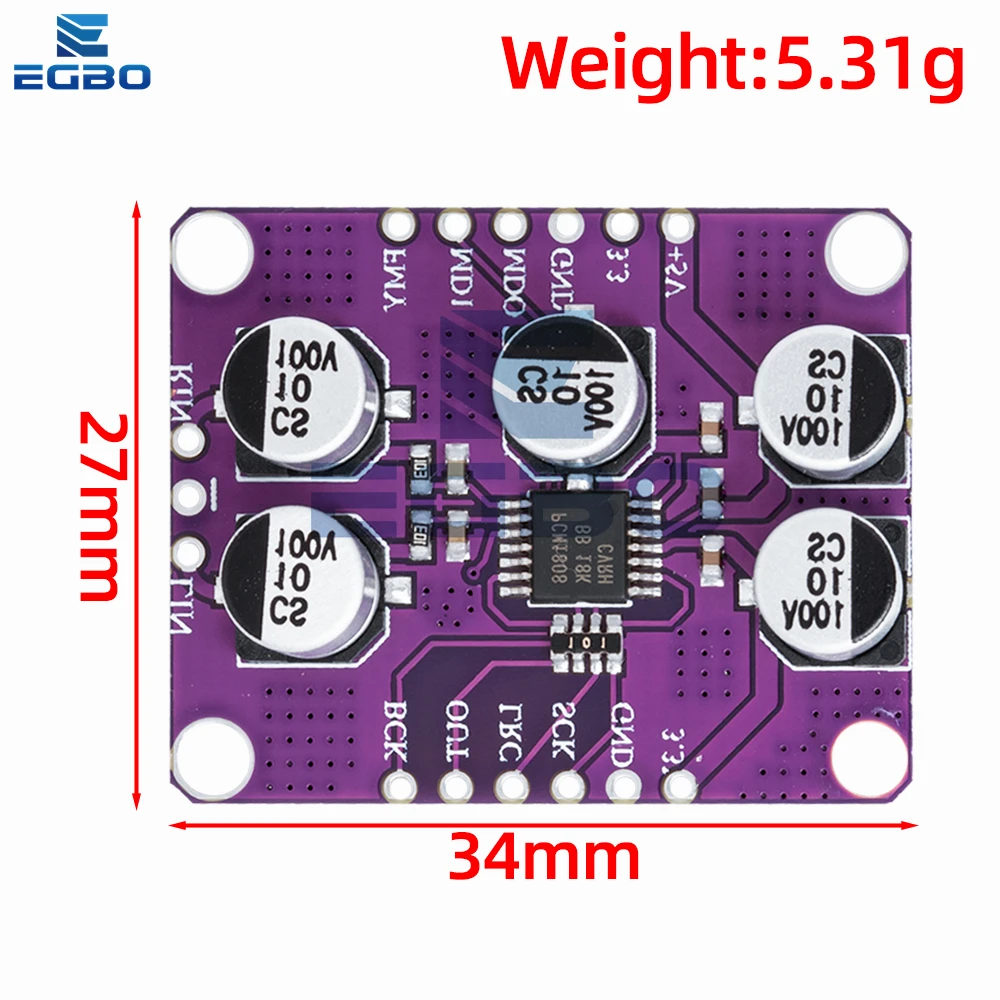 5v PCM1808 105dB SNR Audio Stereo ADC Single-Ended Analog-Input Decoder 24bit Amplifier Board Player Module