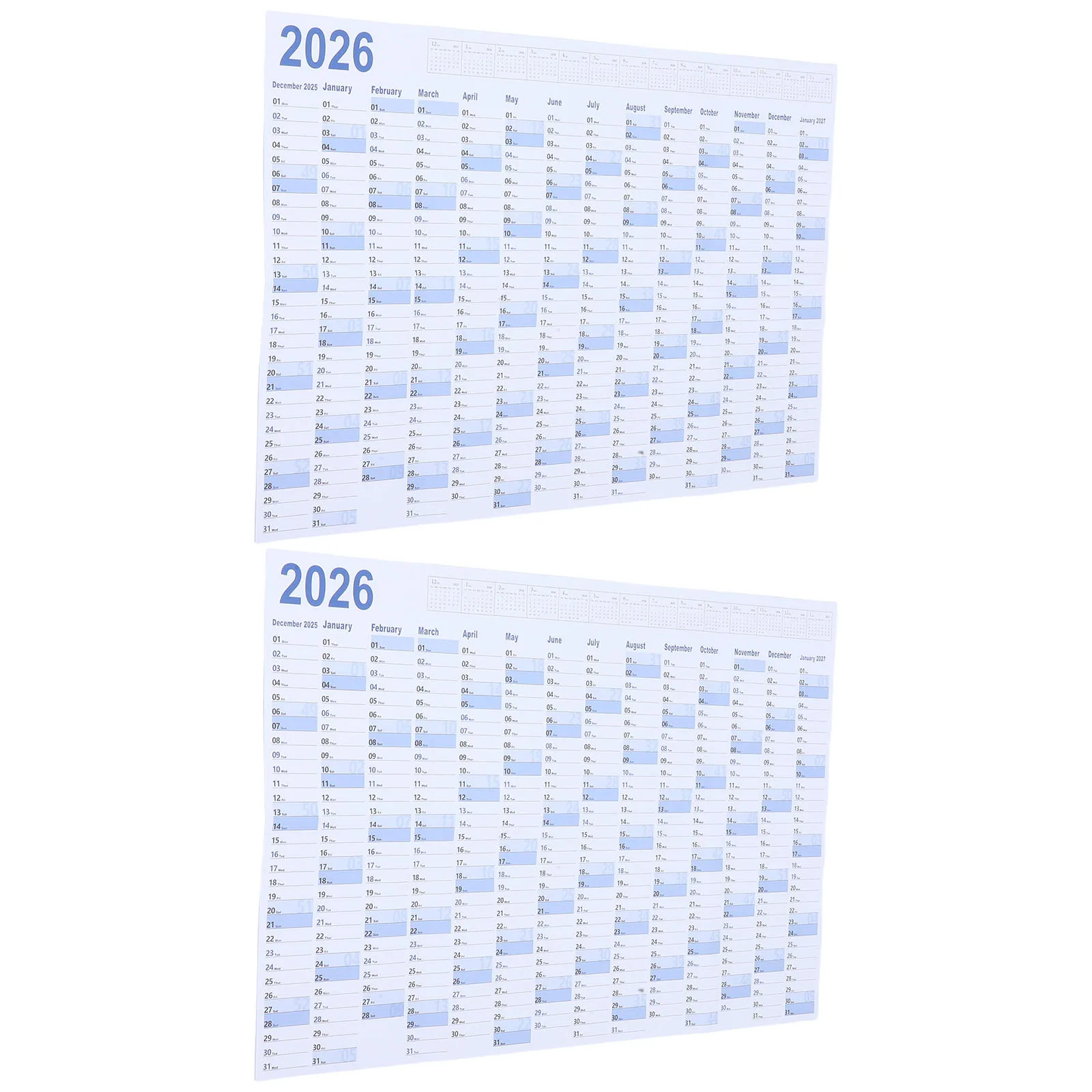 

2 комплекта, настенный планировщик на 2026 год, большой минималистичный записываемый английский календарь, ежегодный ежемесячный планировщик, офисные школьные мероприятия