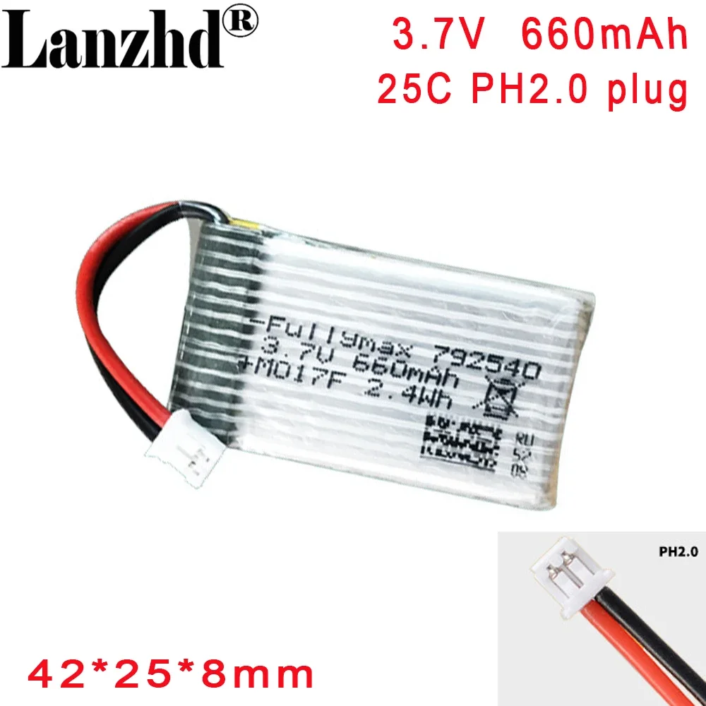 3.7V Lithium battery 25C  792540 For Ledi F121 F110S four-axis mini traverser 660mAh Toy tools