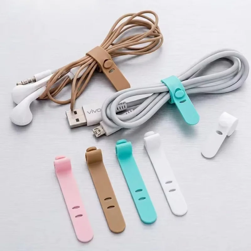 4-16Pcs Silicone Cable Organizer Multi-Purpose Cable Ties Headphone Wrap Mouse Cord Protector Adjustable Tidy Management