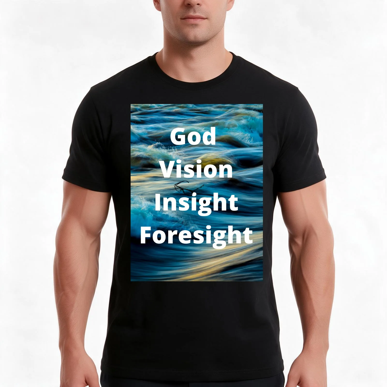 GOD>VISION>INSIGHT>FORESIGHT, T-Shirt Summer Casual Cotton Tee, Unisex Men Women