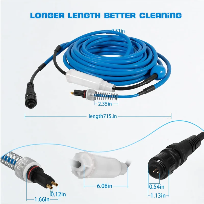 60ft Cable & Swivel 2 Wire for Dolphin Maytronics Nautilus, DX3, Advantage Plus, Endeavor, Atlantis, Primal, Quest (#9995861)