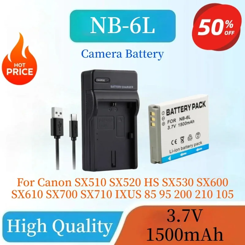 

High Quality New NB-6L Replaceable Camera Battery For Canon SX510 SX520 HS SX530 SX600 SX610 SX700 SX710 IXUS 85 95 200 210 105