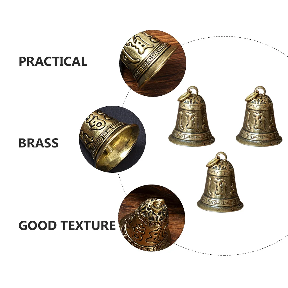 

3pcs Brass Lection Bell Decor Golden Pendants Sterling Silver Earrings DIY Hanging Craft Bags Charm Vintage Accessories Jewelry