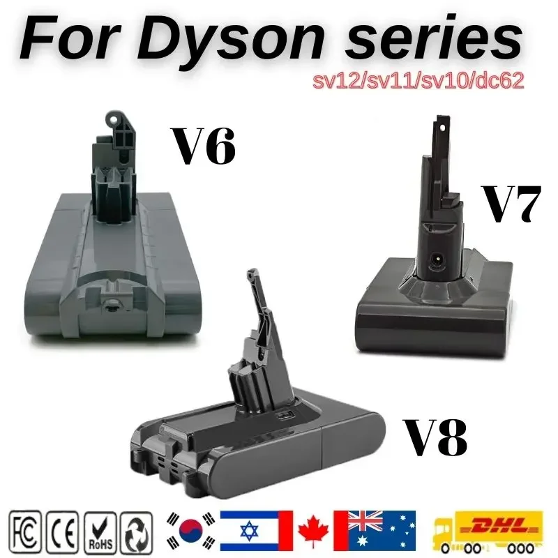 

Аккумулятор для пылесоса Dyson V6 V7 V8 Series SV07 SV09 SV10 DC62 Absolute Fluffy Animal Pro, аккумуляторная батарея 12800 мАч