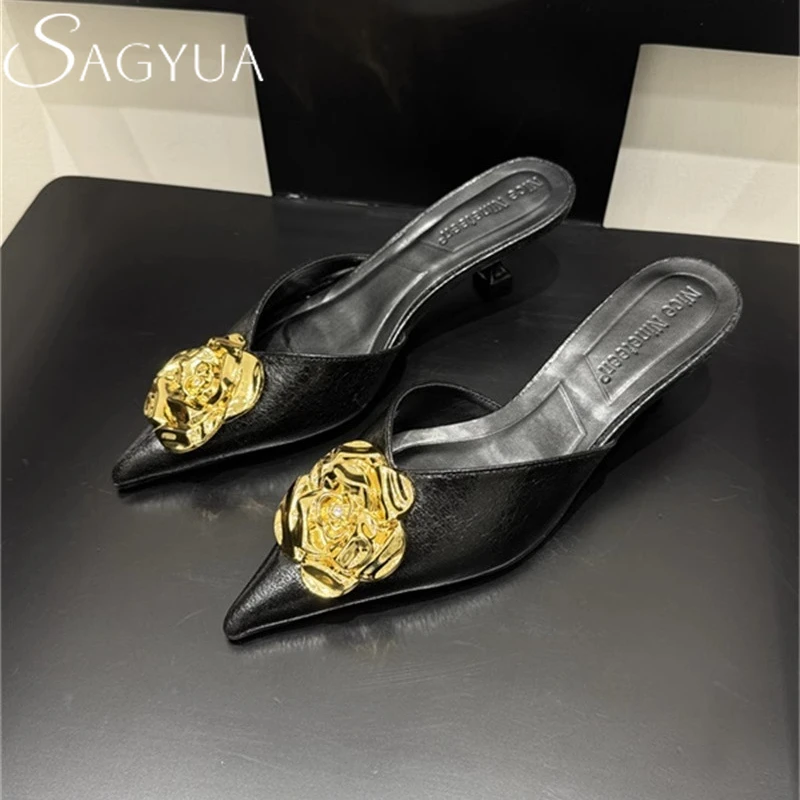 

Women Pointed Toe High Heels Slippers Sexy Mules Shoes Fashion Sandals 2025 New Designer Summer Party Dress Woman Pumps Zapatos