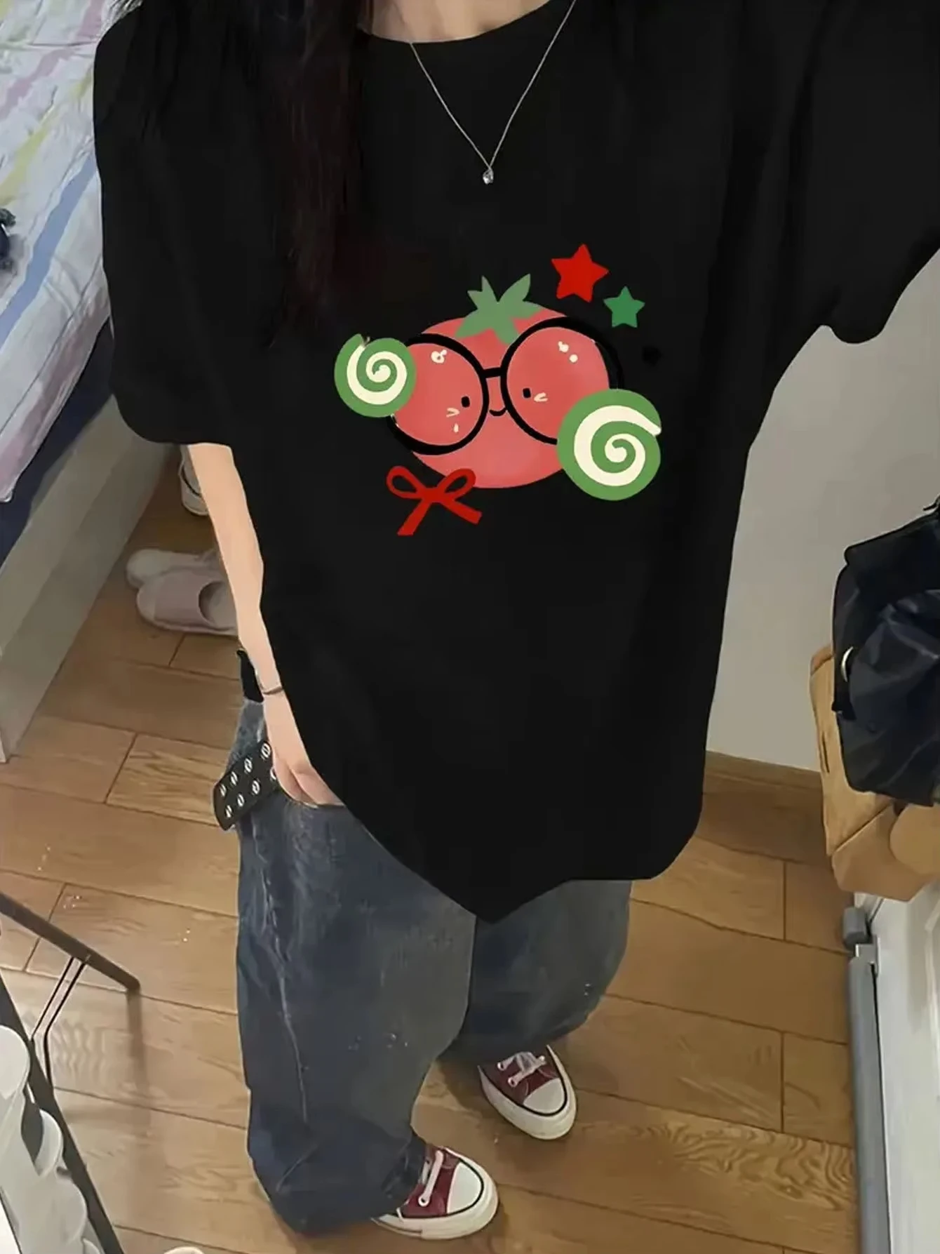 لطيف الطماطم تي شيرت مطبوع فضفاض قصير الأكمام استرخاء مريحة المرأة بلايز عادية تي شيرت الرجال النساء قمصان الاطفال التي شيرت