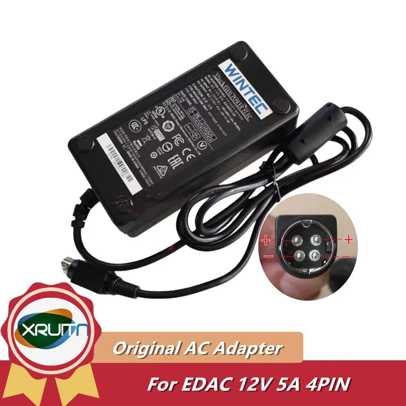 Genuine EDAC EA10521C-120 12V 5A 60W 4Pin (Din) AC Adapter Charger WINTEC Monitor Power Supply