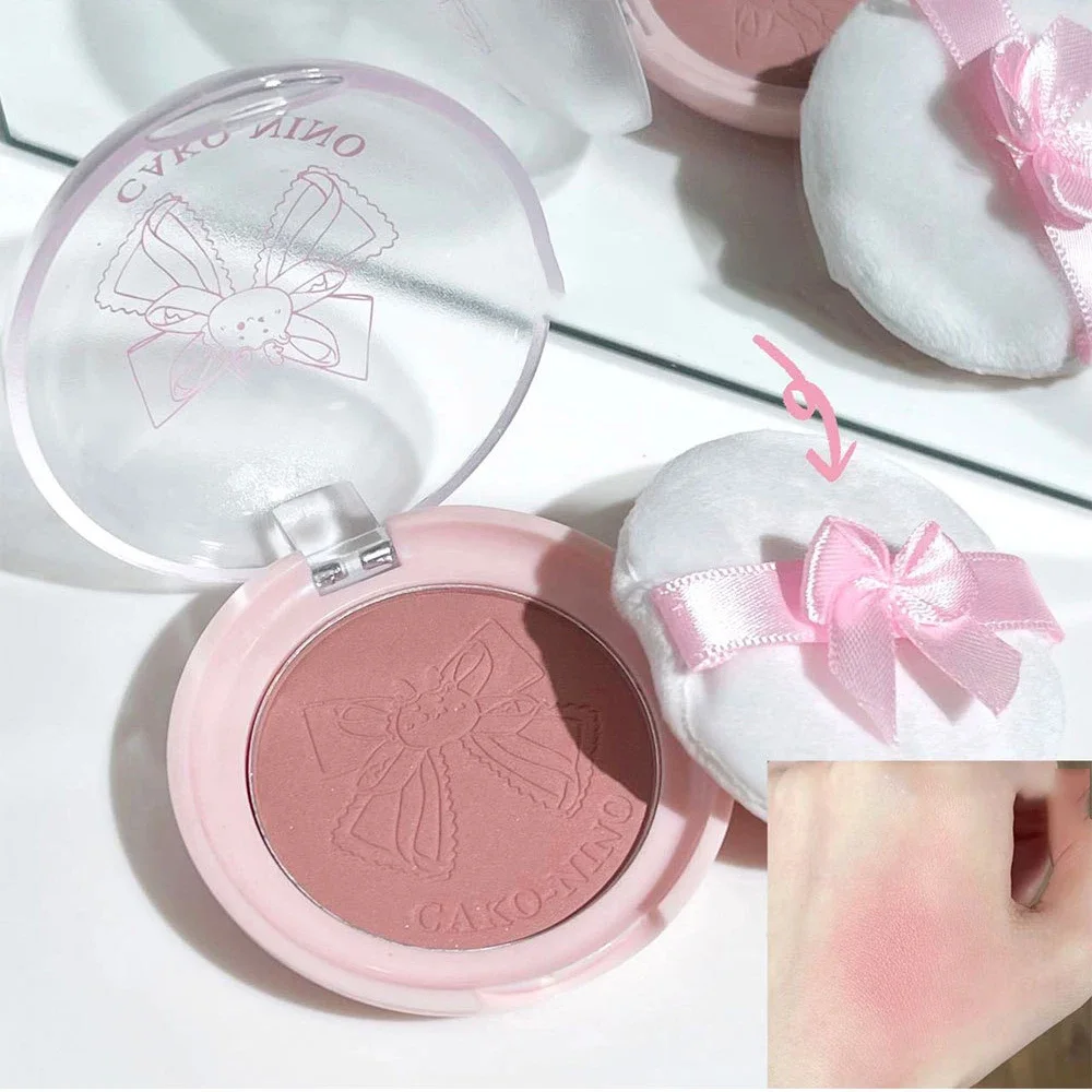 Blush facial impermeável para feminino, tonalidade de bochecha fosca, clarear bochecha, contorno cosméticos, pó de blush macio