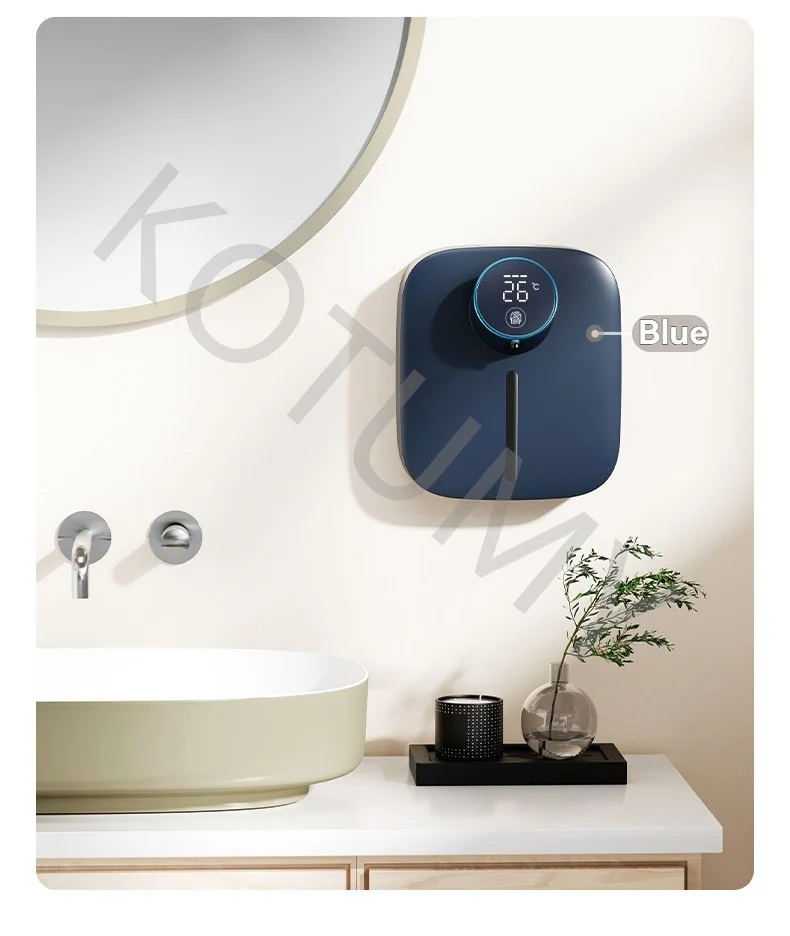 Wall mounted automatic soap dispenser with LED digital display, USB rechargeable temperature display