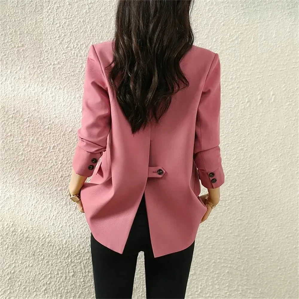 Pink Blazer Jacket Women\'s Autumn 2024 New Fashion Design High Sense Casual Long Sleeve Small Suit Top Spring and Autumn M1129