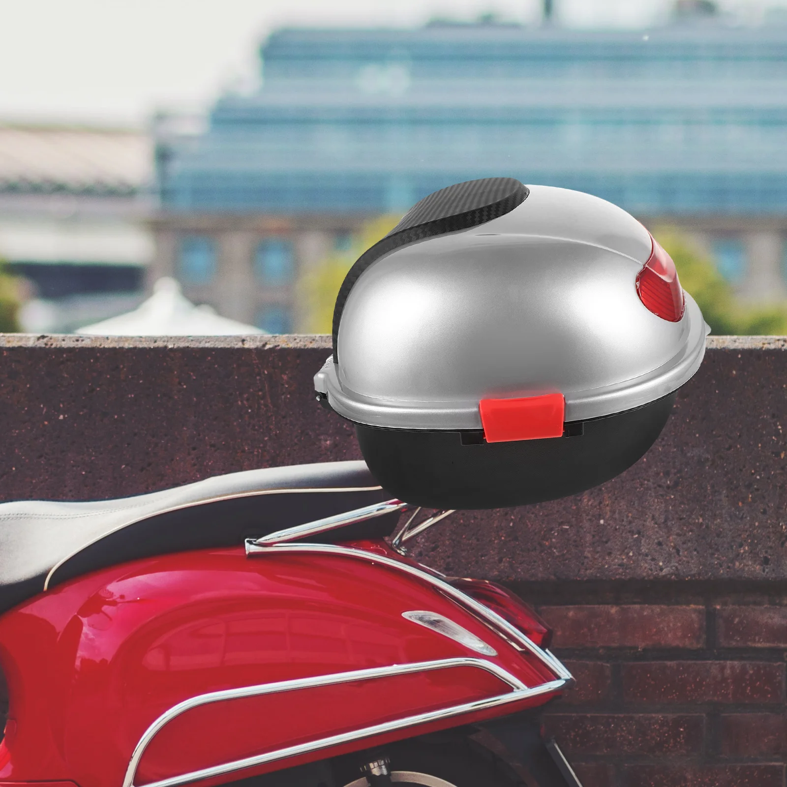 

Motorcycle Tail Box 35L Waterproof Large Capacity Storage Box for Tools Gloves Raincoat Universal Fit for Scooter Moped Electric