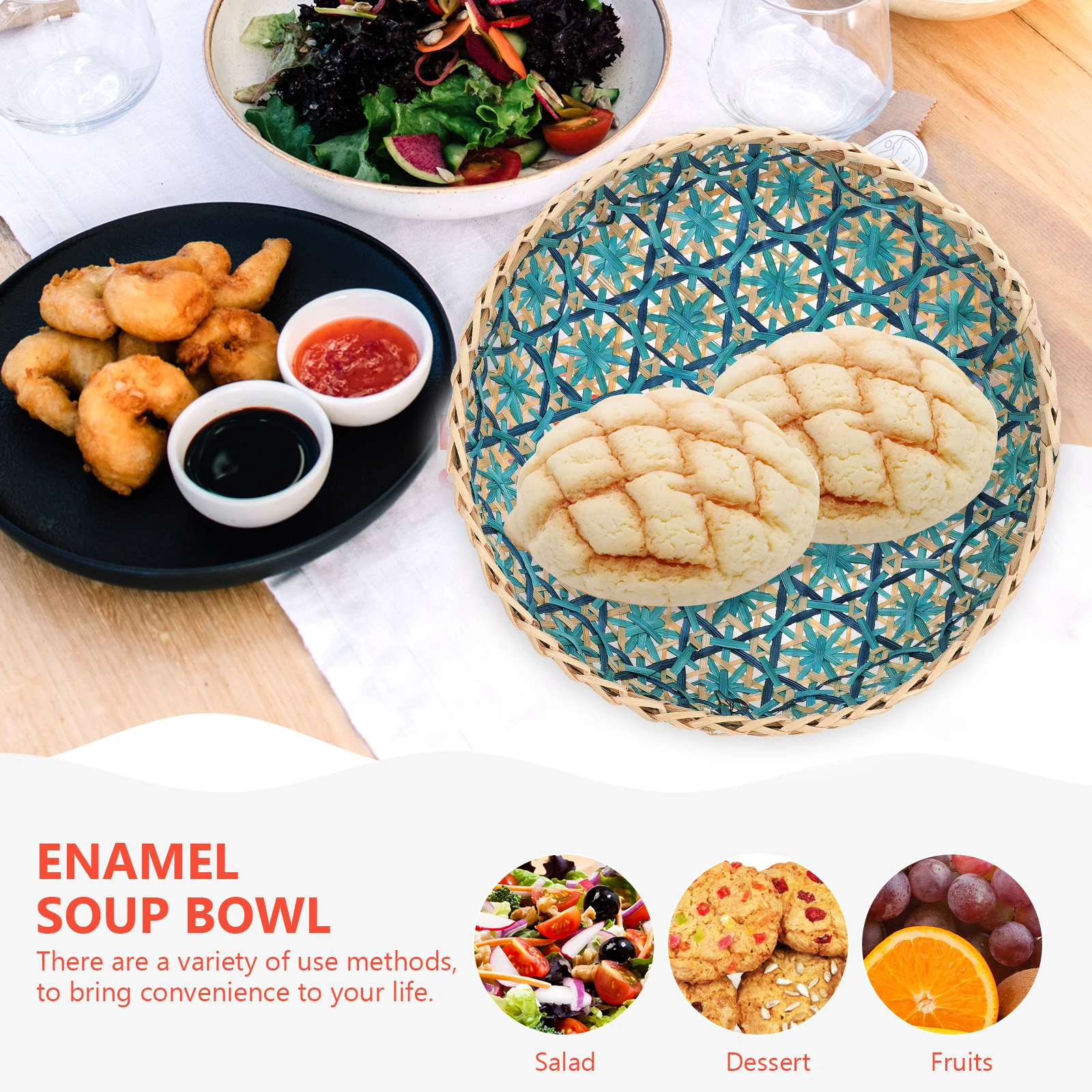 

1Pcs Bamboo Woven Wall Hanging Tray Storage Basket Portable Fruit Holder Handmade Lightweight Home Decorative Plate