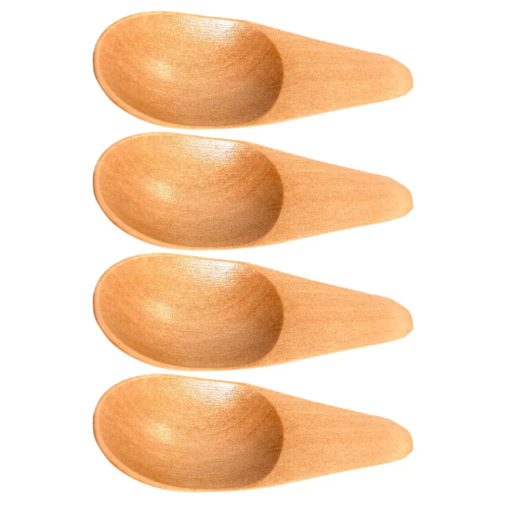 

4Pcs Milk Powder Spoons Mini Wooden Scoops Short Handle Compact Spice Tea Spoons Multi-Function Kitchen Salt Scoops Reusable