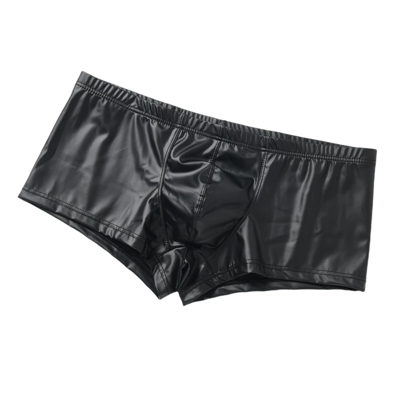 Männer Boxer Höschen Mann Imitation Leder Boxershorts Männer U Pouch Höschen Sexy Homosexuell Unterwäsche Männer Hombre Boxer Dessous