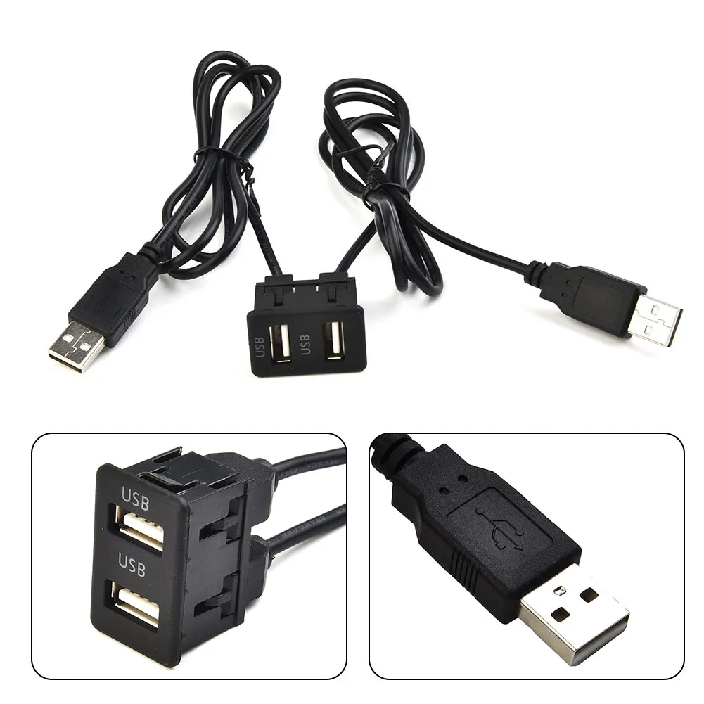 1szt 100cm Samochodowa deska rozdzielcza do montażu podtynkowego AUX USB Panel samochodowy Łódź Podwójny przedłużacz USB Adapter do Toyoty Do Mitsubishi Części
