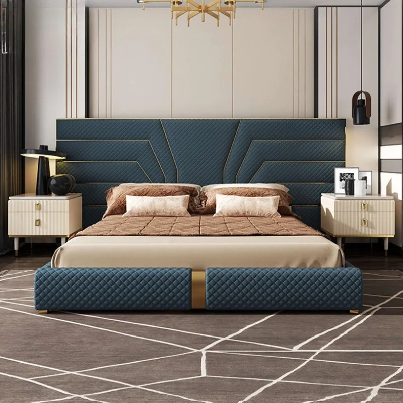 

Post-modern light luxury leather bed double 1.8 meters wedding master bedroom large leather bed