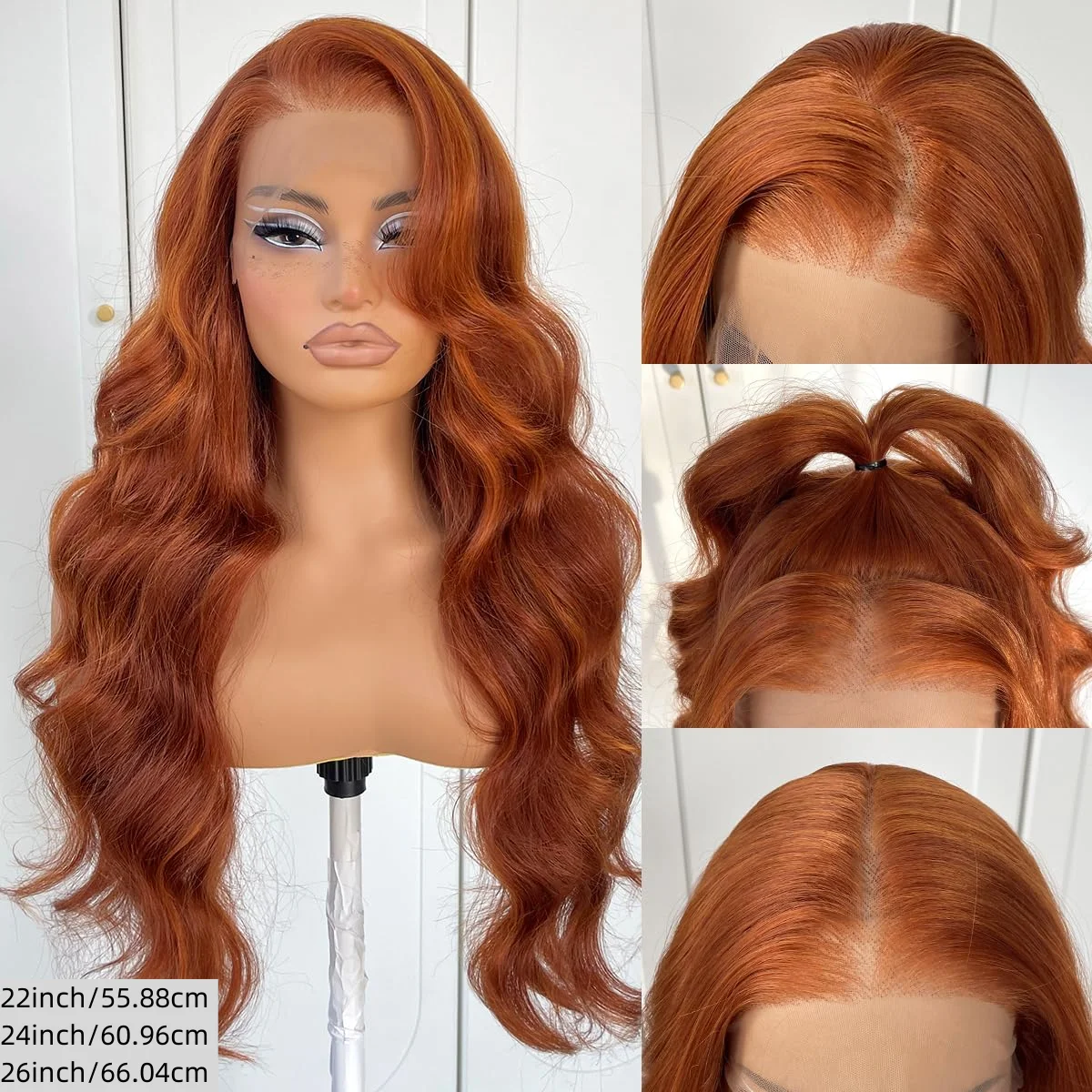 Ginger orange Wig Special Lace Front Wigs 13*4 24inch Long Body Wave Synthetic Lace Wigs for Cosplay Party