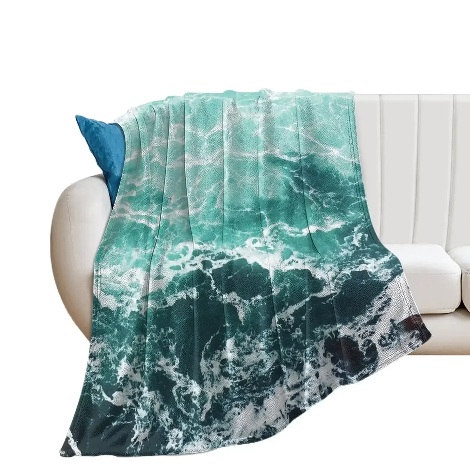 

Blue Ocean Summer Beach Waves Throw Blanket Luxury Designer Large Sofa Throw Blankets