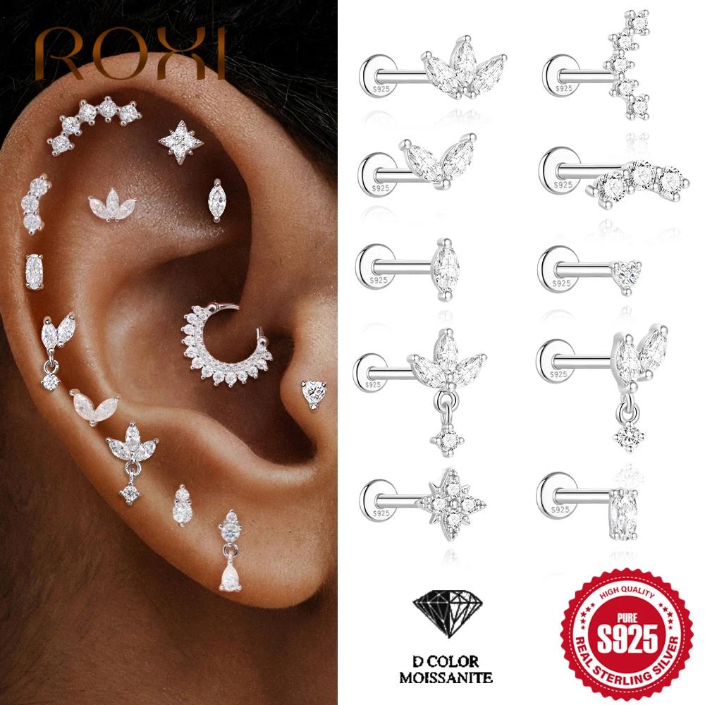 ROXI 925 Sterling Silver Gold Stud Earrings For Women-Daily Wear Earrings-Moissanite Stud Earrings Screw Back-Birthday Gifts Her